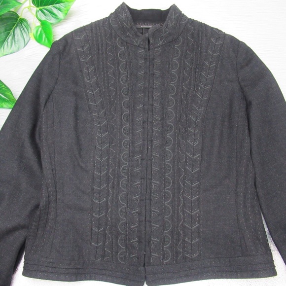 ELIE TAHARI Vintage Black Wool Victorian Style Embroidered Jacket Women’s Size 8 - Picture 7 of 12